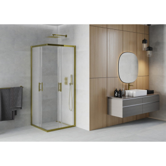 Mexen Rio štvorcový sprchovací kút 80 x 80 cm, mráz, zlatá - 860-080-080-50-30