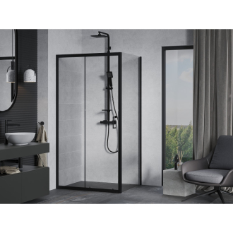 Mexen Apia výsuvná sprchová kabína 135 x 90 cm, priehľadná, čierna - 840-135-090-70-00