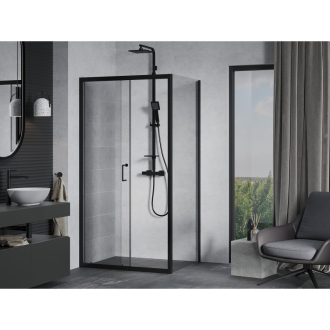 Mexen Apia výsuvná sprchová kabína 135 x 90 cm, priehľadná, čierna - 840-135-090-70-00