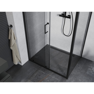 Mexen Apia výsuvná sprchová kabína 135 x 90 cm, priehľadná, čierna - 840-135-090-70-00