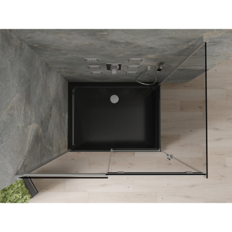 Mexen Omega výsuvná sprchová kabína 100 x 80 cm, grafit, chróm + plochá sprchová vanička, čierna - 825-100-080-01-40-4070