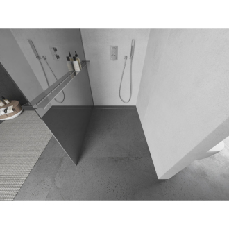 Sprchová stena Mexen Kyoto+ s policou a koľajnicou 90 x 200 cm, zrkadlo 8 mm, chróm - 800-090-121-01-50