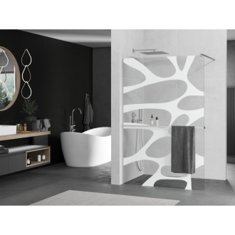 Mexen KIOTO+ zástena Walk-in s policou a držiakom 100x200, biely vzor chróm 800-100-121-01-97