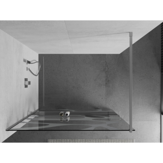 Mexen KIOTO+ zástena Walk-in s policou a držiakom 100x200, biely vzor chróm 800-100-121-01-97