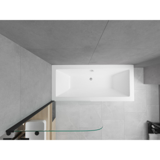 Mexen Cube vaňa 170x80cm panel + zástena 70 cm, priehľadná, čierna 550517080X9007017000