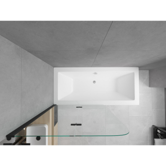 Mexen Cube vaňa 170x80cm panel + zástena 80 cm, priehľadná, čierna 550517080X9008027000