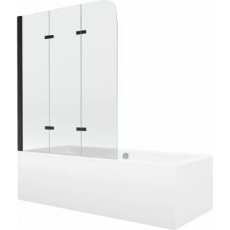 Mexen Cube vaňa 170x80cm panel + zástena 120 cm, priehľadná, čierna 550517080X9012037000