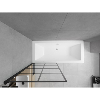 Mexen Cube vaňa 170x80 cm s panelom a zástenou 70 cm, čierny vzor 550517080X9307017077