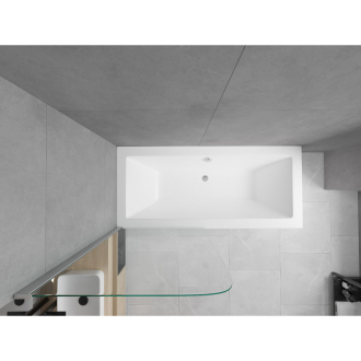 Mexen Cube obdĺžniková vaňa 180 x 80 cm s plášťom a 1-krídlovou zástenou 80 cm, transparentná, chróm - 550518080X9008010100