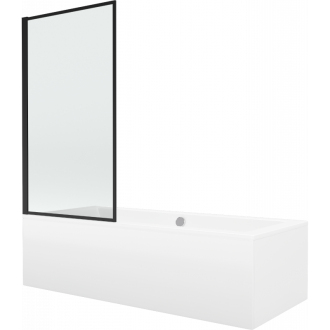 Mexen Cube obdĺžniková vaňa 180 x 80 cm s plášťom a jednokrídlovou zástenou 70 cm, čierny fix vzor - 550518080X9307007070