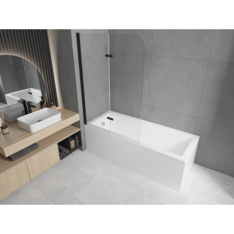 Mexen Cubik obdĺžniková vaňa 170 x 70 cm s plášťom a 2 krídlovou zástenou 100 cm, priehľadná, čierna - 550317070X9010027000