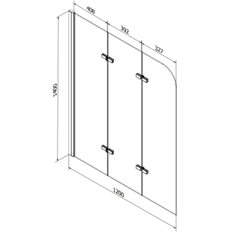 Mexen Cubik obdĺžniková vaňa 170 x 70 cm s plášťom a 3 krídlovou zástenou 120 cm, priehľadná, čierna - 550317070X9012037000