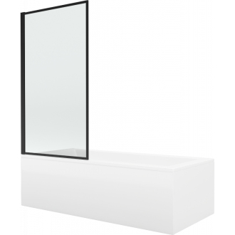Mexen Cubik obdĺžniková vaňa 170 x 70 cm s plášťom a jednokrídlovou zástenou 70 cm, čierny fix vzor - 550317070X9307007070