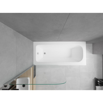 Mexen Vega obdĺžniková vaňa 150 x 70 cm s plášťom a jednokrídlovou zástenou 75 cm, transparentná, chróm - 550115070X9007510100