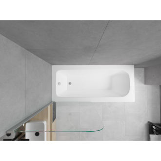 Mexen Vega obdĺžniková vaňa 160 x 70 cm s plášťom a 1 krídlovou zástenou 80 cm, transparentná, chróm - 550116070X9008010100