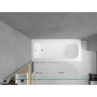 Mexen Vega obdĺžniková vaňa 160 x 70 cm s plášťom a 3 krídlovou zástenou 120 cm, transparentná, chróm - 550116070X9012030100