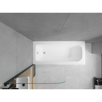 Mexen Vega obdĺžniková vaňa 170 x 70 cm s plášťom a 1 krídlovou zástenou 70 cm, priehľadná, čierna - 550117070X9007017000