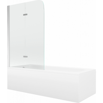 Mexen Vega obdĺžniková vaňa 170 x 70 cm s plášťom a 2 krídlovou zástenou 80 cm, transparentná, chróm - 550117070X9008020100