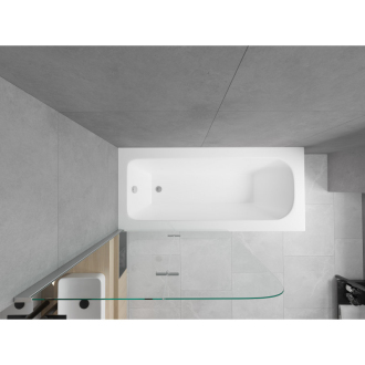 Mexen Vega obdĺžniková vaňa 170 x 70 cm s plášťom a 2 krídlovou zástenou 80 cm, transparentná, chróm - 550117070X9008020100