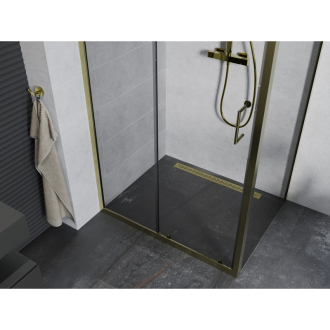Mexen Apia výsuvná sprchová kabína 130 x 90 cm, priehľadná, zlatá - 840-130-090-50-00
