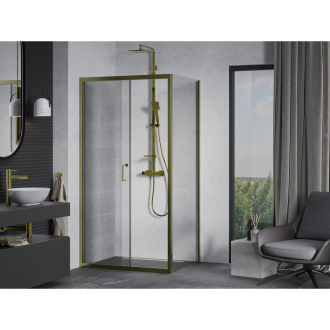 Mexen Apia výsuvná sprchová kabína 140 x 70 cm, priehľadná, zlatá - 840-140-070-50-00