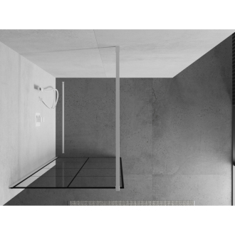 Sprchová stena Mexen Kyoto 80 x 200 cm, transparentný/čierny vzor 8 mm, biela - 800-080-101-20-77