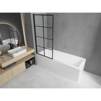 Mexen Cubik obdĺžniková vaňa 170 x 70 cm s plášťom a jednokrídlovou zástenou 70 cm, čierny fix vzor - 550317070X9307007077