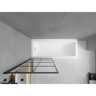 Mexen Cubik obdĺžniková vaňa 170 x 70 cm s plášťom a jednokrídlovou zástenou 70 cm, čierny fix vzor - 550317070X9307007077