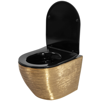 Závesná WC misa Carlo Flat - brúsené zlato