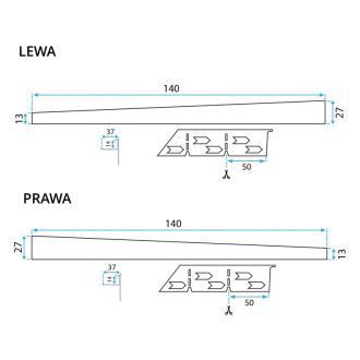Rea Spádová lišta sprchovej vaničky 140cm, čierna REA-K3218