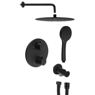Podomietkový sprchový set s termostatickou batériou, box, 2 výstupy, čierna mat RH399B-01