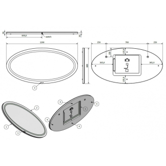 BEČVA oválne zrkadlo s LED osvetlením V 600 × Š 1200 mm ZRBECV6012