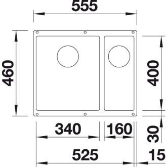 Blanco SUBLINE 340/160-U drez pod dosku, bez odtokovej sady biela soft silgranit 527820