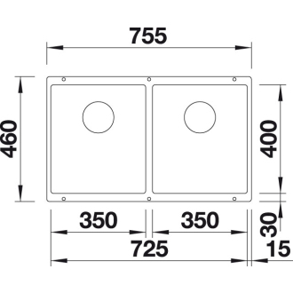 Blanco SUBLINE 350/350-U, drez pod dosku, bez odtokovej sady biela silgranit 527831