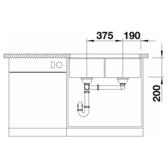 Blanco SUBLINE 350/350-U, drez pod dosku, bez odtokovej sady biela silgranit 527831
