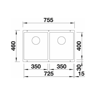 Blanco SUBLINE 350/350-U, drez pod dosku, bez odtokovej sady biela silgranit 527831