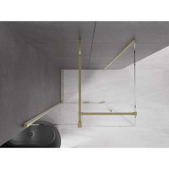 Mexen Velar výsuvná sprchová kabína 110 x 85 cm, priehľadná, zlatá - 871-110-085-01-50