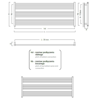 radiátor STICK LEVEL 1400 x 555 mm, C35 white silk, spodné pripojenie RADSTIL146035