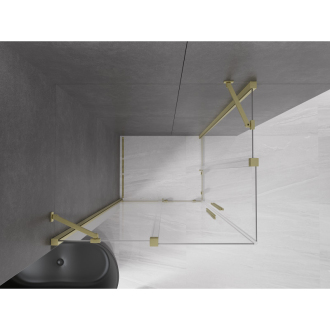 Mexen Velar Duo vysúvací sprchovací kút 90x80, transp., brúsené zlato 871-090-080-02-55