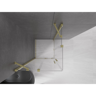 Mexen Velar Duo vysúvací sprchovací kút 90x90, transp., brúsené zlato 871-090-090-02-55