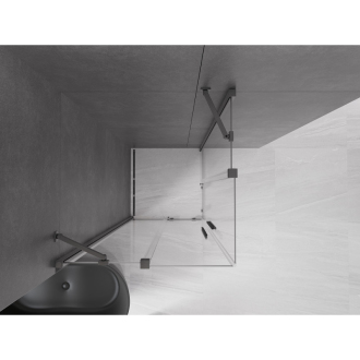 Mexen Velar Duo sprchovací kút 80x80 cm, priehľadná, šedá kartáčovaná 871-080-080-02-66