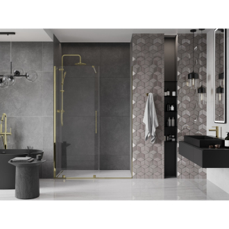 Mexen Velar posuvné sprchové dvere 150 cm, priehľadné, zlaté - 871-150-000-01-50