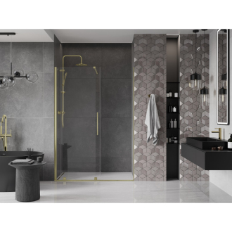 Mexen Velar posuvné sprchové dvere 130 cm, transparentné, brúsené zlato 871-130-000-01-55