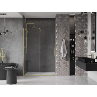 Mexen Velar posuvné sprchové dvere 130 cm, transparentné, brúsené zlato 871-130-000-01-55