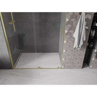Mexen Velar posuvné sprchové dvere 150 cm, transparentné, brúsené zlato 871-150-000-01-55