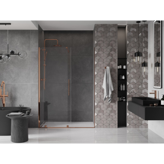 Mexen Velar posuvné sprchové dvere 150 cm, transparentné, ružové zlato - 871-150-000-01-60