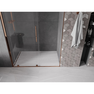 Mexen Velar posuvné sprchové dvere 160 cm, transparentné, ružové zlato - 871-160-000-01-60
