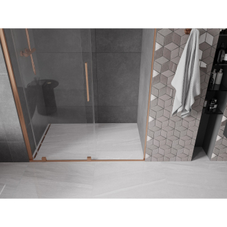 Mexen Velar posuvné sprchové dvere 140 cm, transparentné, brúsená meď - 871-140-000-01-65