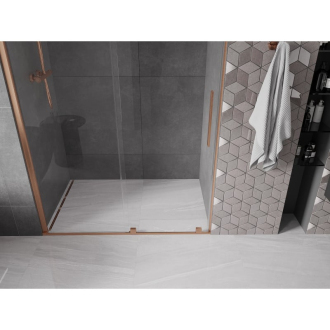 Mexen Velar posuvné sprchové dvere 140 cm, transparentné, brúsená meď - 871-140-000-01-65