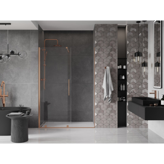 Mexen Velar posuvné sprchové dvere 160 cm, transparentné, brúsená meď - 871-160-000-01-65